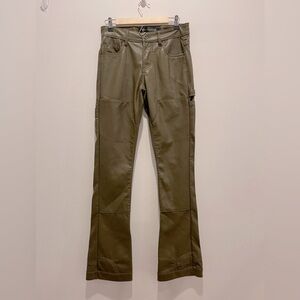 Valabasas Flare Stacked RARE Faux Leather Olive Green Cargo Pants Size 30 EUC